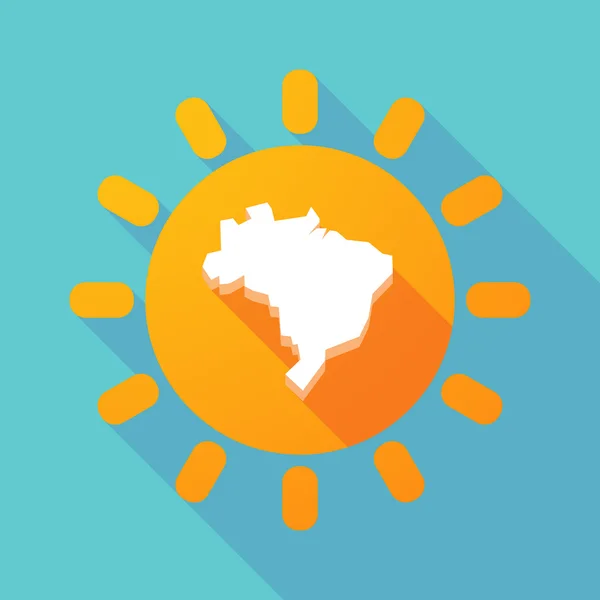 Sol de sombra larga con un mapa de Brasil — Archivo Imágenes Vectoriales