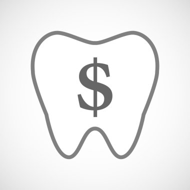 Bir dolar işareti olan satırı sanat diş simgesi 
