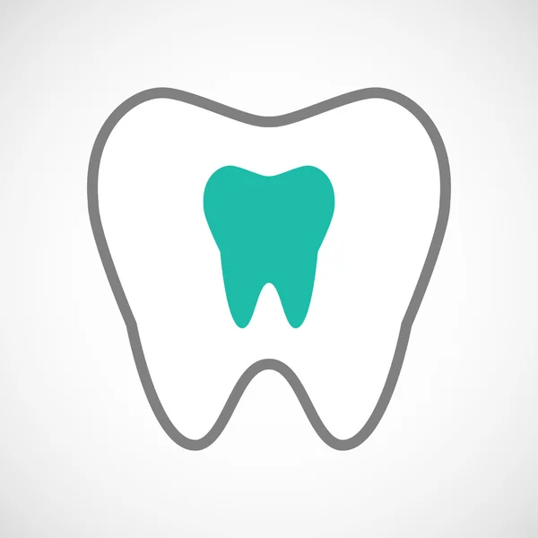 Линейная икона зуба с зубом — стоковый вектор