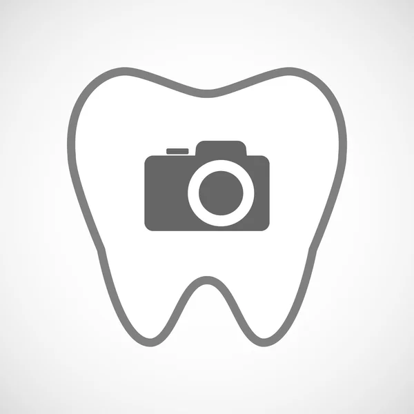 Line art tooth icon with a photo camera — Stock Vector