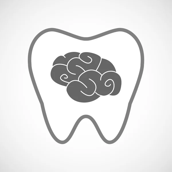 Ikony linii zęba z mózgu — Wektor stockowy