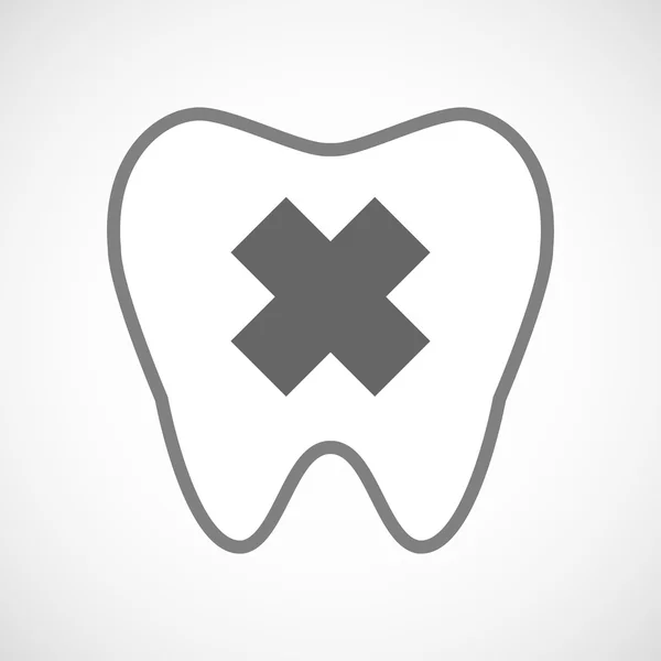 Ikona čáry umění zub znakem dráždivé látky — Stockový vektor