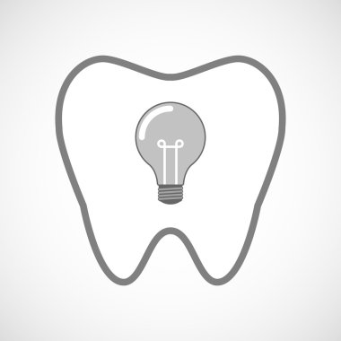 Satırı sanat diş simgesi bir ampul ile