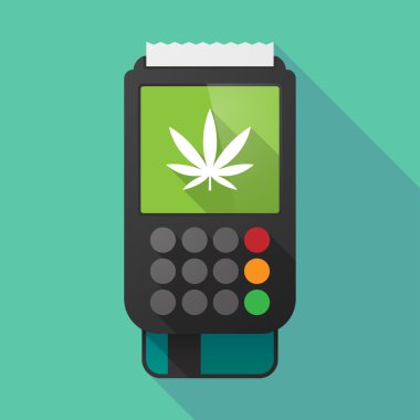 Uzun gölge dataphone bir marihuana yaprağı
