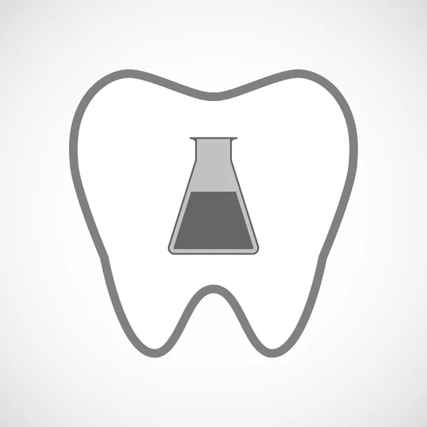 Значок лінії мистецтва зуба з колбою — стоковий вектор