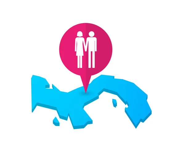 Mapa Panamy s mapovou značkou a heterosexuální pár pictog — Stockový vektor