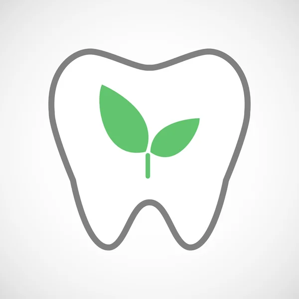 Line art tooth icon with a plant — Stock Vector