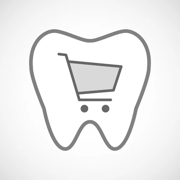 Line art tooth icon with a shopping cart — Stock Vector