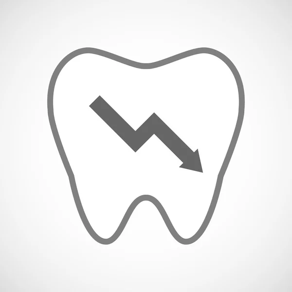 Linie umění zub ikona s sestupné graf — Stockový vektor
