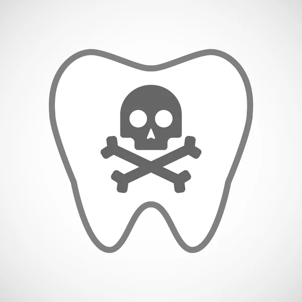 Line art tand ikonen med en skalle — Stock vektor