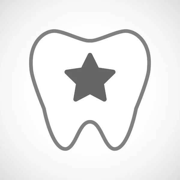 Ícone de dente de arte de linha com uma estrela —  Vetores de Stock