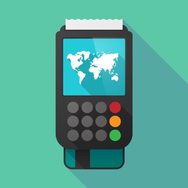 Uzun gölge dataphone bir Dünya Haritası ile