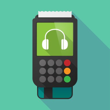 Uzun gölge dataphone bir kulaklık ile