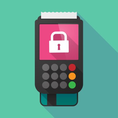 Uzun gölge dataphone bir kapalı kilit pad ile