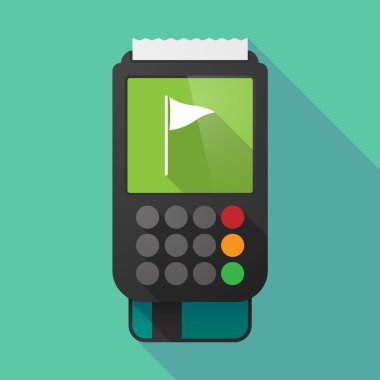 Uzun gölge dataphone bir golf bayrak ile