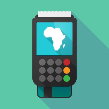 Uzun gölge dataphone bir harita Afrika kıtasının