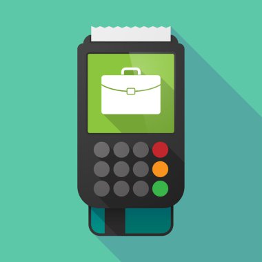 Uzun gölge dataphone bir breiefcase ile