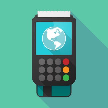 Uzun gölge dataphone bir Amerika Bölge dünya küre ile