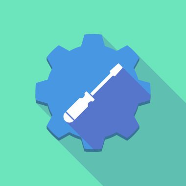 Uzun gölge dişli simgesini bir tornavida ile