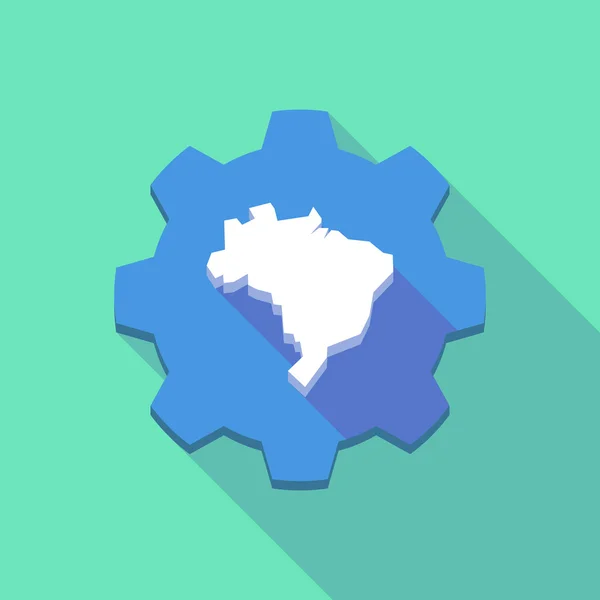 Довгі тіні значок шестерні з мапу Бразилії — стоковий вектор