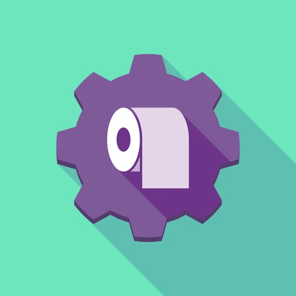 Long shadow gear icon with a toilet paper roll — Stock Vector