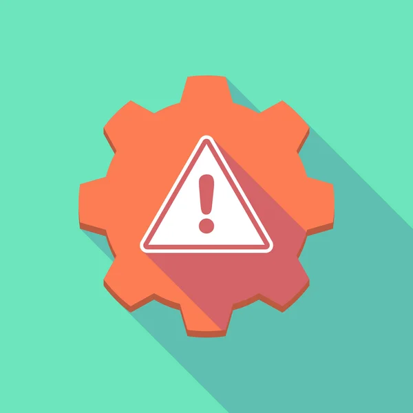 Lange schaduw gear icoon met een waarschuwingssignaal — Stockvector
