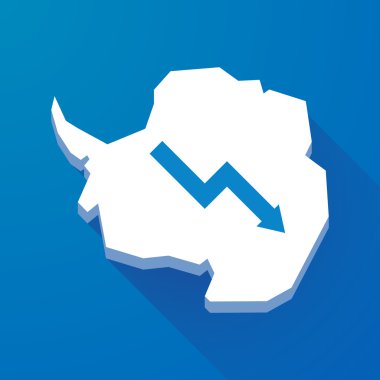 Antarktika kıtası azalan bir grafik ile uzun gölge Haritası