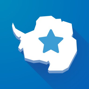 Antarktika kıtası bir yıldız uzun gölge Haritası