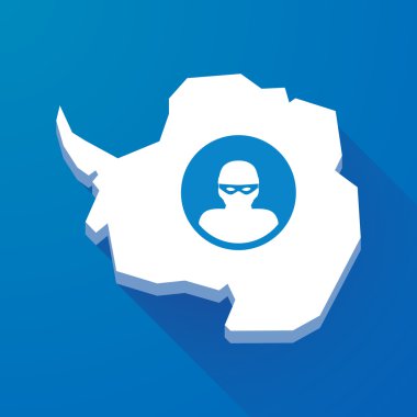 Antarktika kıtası bir hırsız ile uzun gölge Haritası