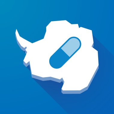 Antarktika kıtası bir hap ile uzun gölge Haritası