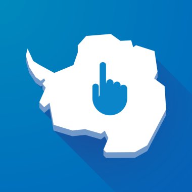 İşaret eden bir ele sahip kıta Antarktika uzun gölge Haritası