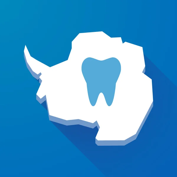 Długi cień mapę kontynentu Antarktyki z zęba — Wektor stockowy
