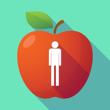 Erkek bir sembol ile uzun gölge Kırmızı elma