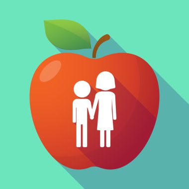 Uzun gölge Kırmızı elma ile bir çocukluk piktogram