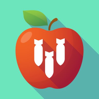 Uzun gölge Kırmızı elma ile üç bomba düşüyor