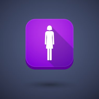 Uzun gölge app düğmesini bir kadın piktogram ile kare