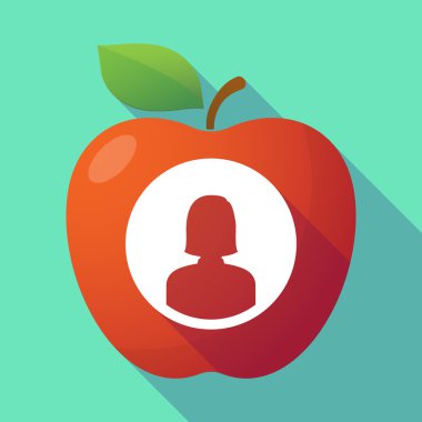 Bir kadın avatar ile uzun gölge Kırmızı elma