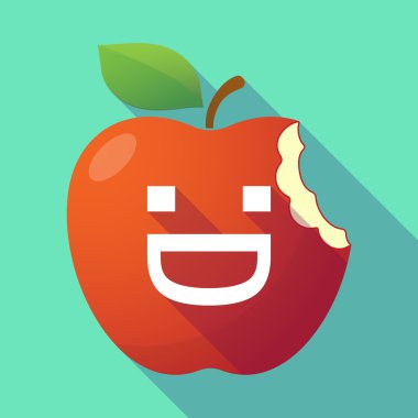 Gülen metin yüzü olan uzun gölge Kırmızı elma