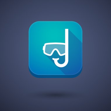 Uzun gölge app düğmesini bir dalış gözlüğü ile kare