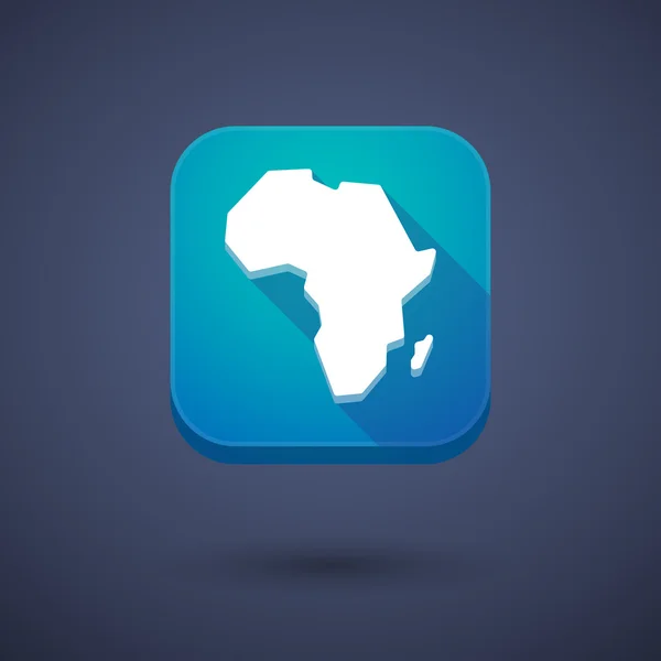 Lange schaduw app knop met een kaart van de Afrikaanse contine vierkant — Stockvector