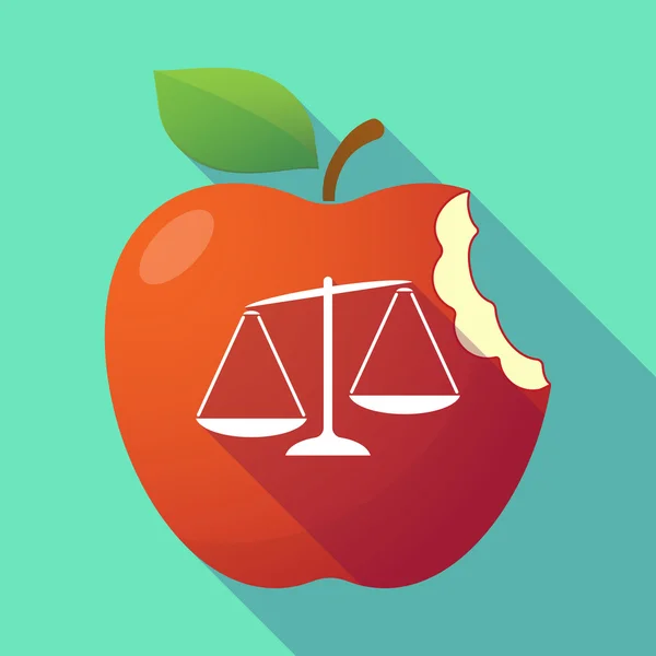 Lange schaduw rode appel met een onevenwichtige gewicht schaal — Stockvector