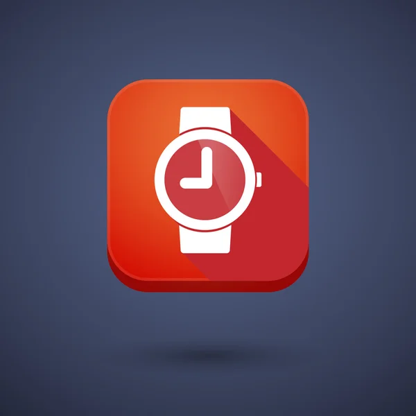 Quadratischer langer Schatten App-Knopf mit Armbanduhr — Stockvektor