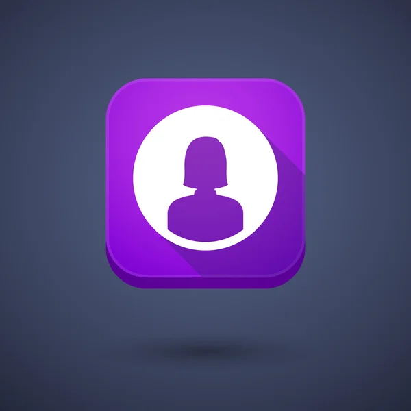 Čtvercové dlouho tlačítko stín app s ženský avatar — Stockový vektor