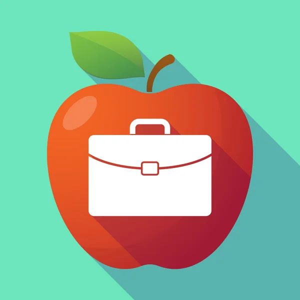 Uzun gölge Kırmızı elma ile bir evrak çantası — Stok Vektör