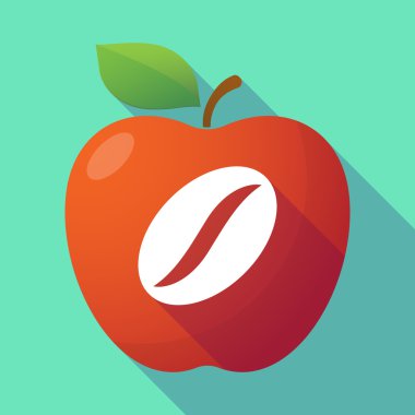 Uzun gölge Kırmızı elma ile bir kahve çekirdeği