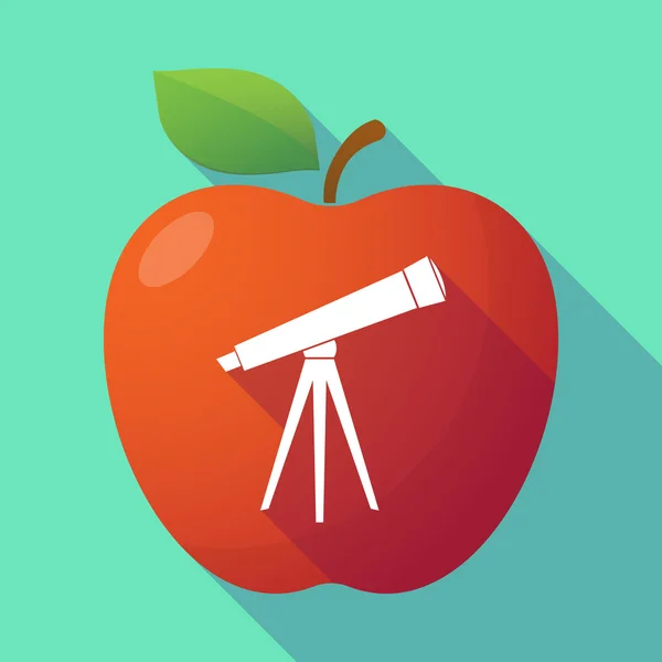 Bir teleskop ile uzun gölge Kırmızı elma — Stok Vektör
