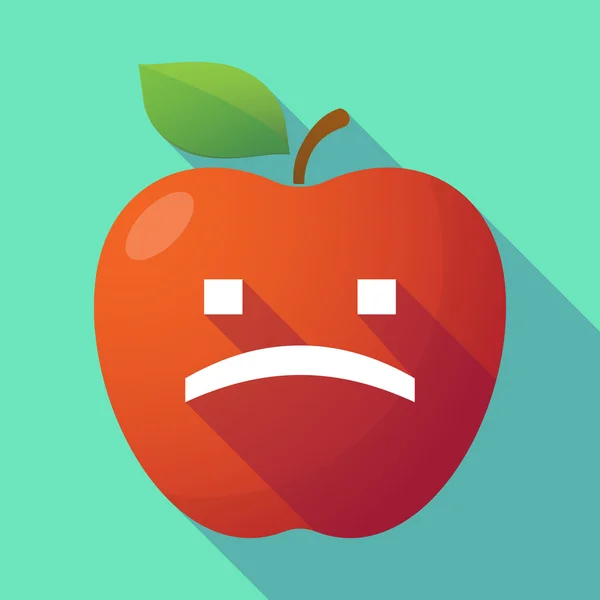 Manzana roja sombra larga con una cara de texto triste — Archivo Imágenes Vectoriales