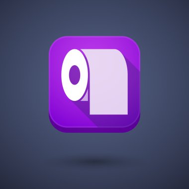 Uzun gölge app düğmesini bir tuvalet kağıdı rulosu ile kare