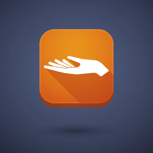 Πλατεία καιρό app κουμπί σκιάς με ένα χέρι που προσφέρει — Διανυσματικό Αρχείο