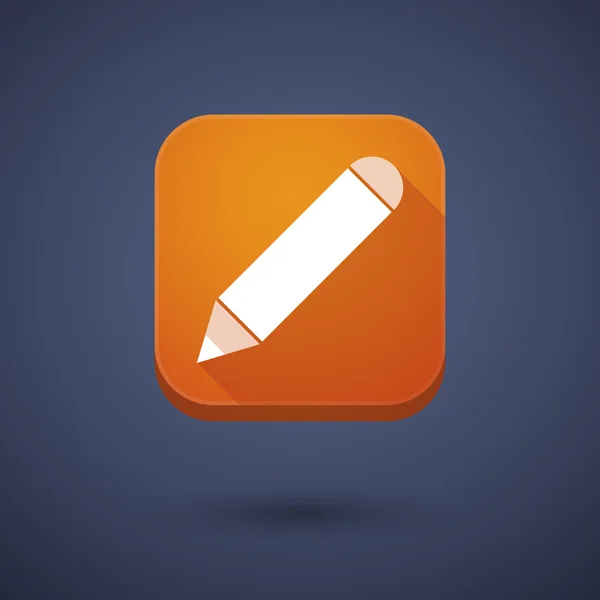 Carré long bouton app ombre avec un crayon — Image vectorielle